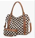 Large checkered handbag with Wristlet