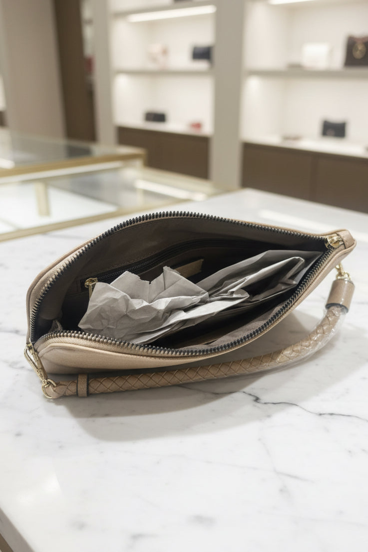 Tan Leather wristlet